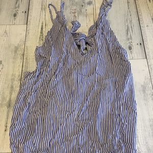Lulus S Blue/White Strappy Tanktop w/ bow back
